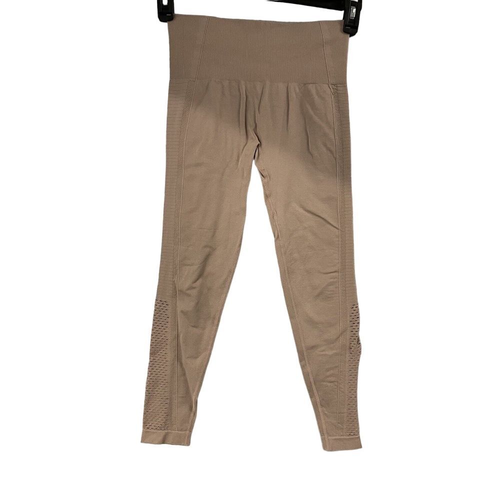 Mono B‎ Womens Beige Ribbed and Perforated Seamless Highwaist Leggings